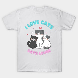 I Heart Cats I Love Cats Cats Lover T-Shirt